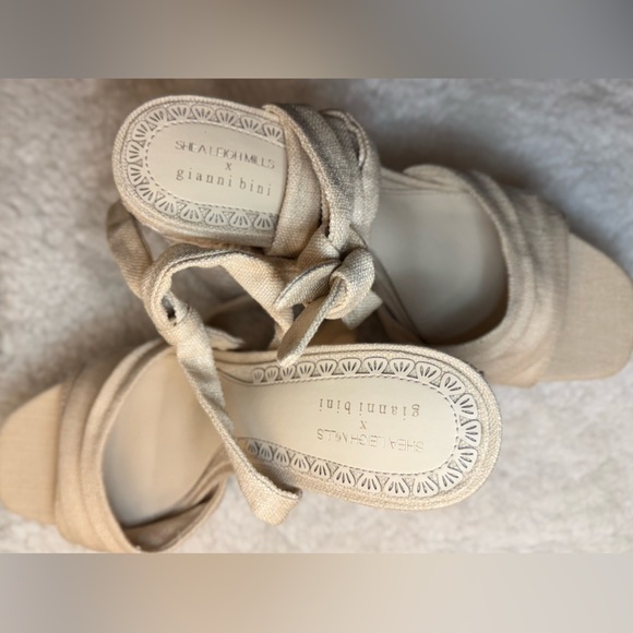 Gianni Bini Beige Lace Up Ankle Strap Platform Heels Size 9.5 - Picture 6 of 7